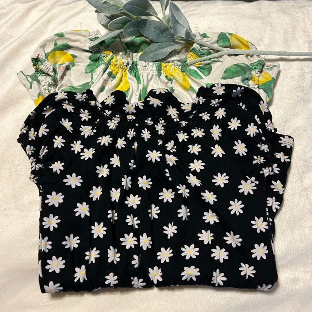 Old Navy Puff-Sleeve Jersey-Knit Romper - Lot of 2